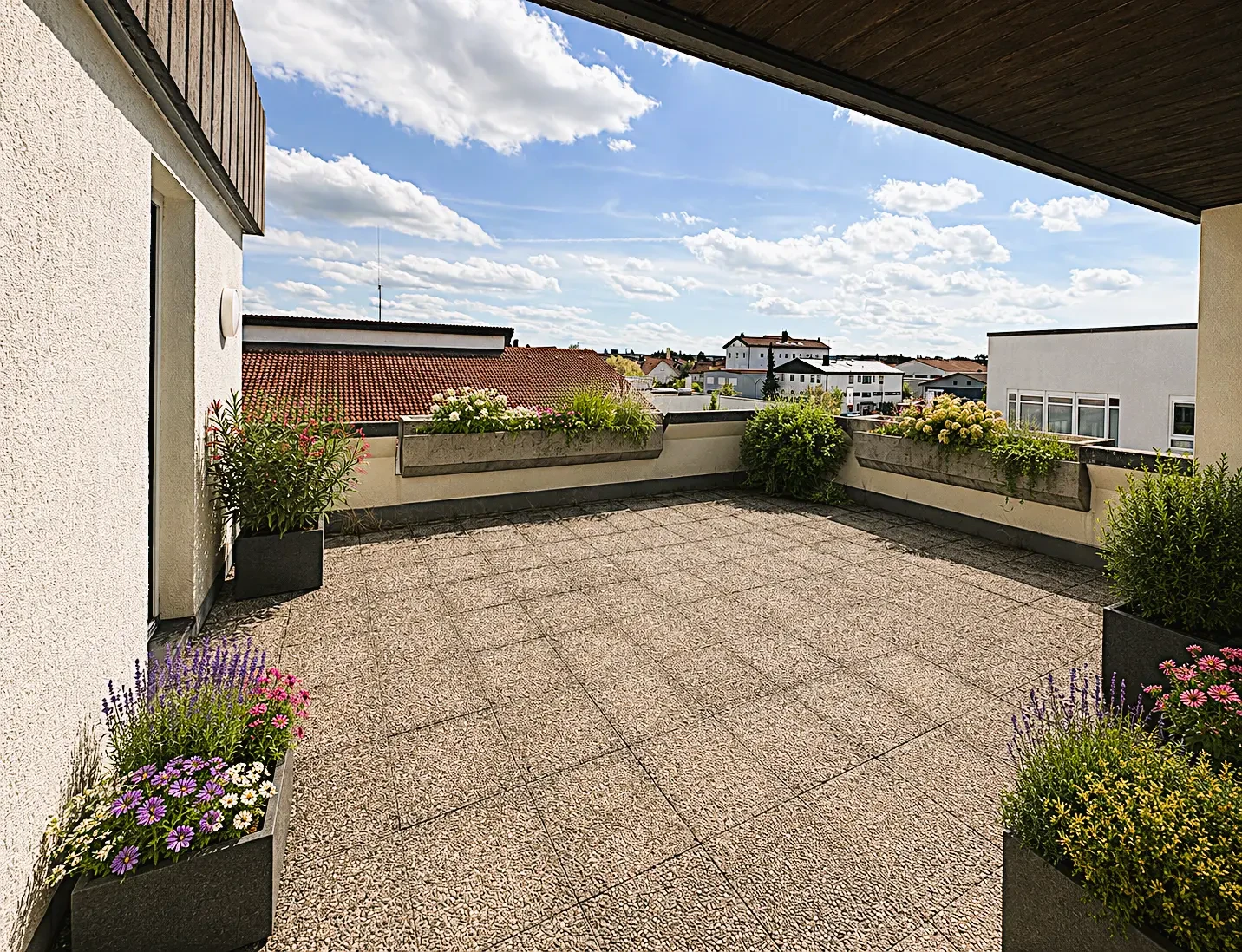 Rooftop terrace with virtual planting